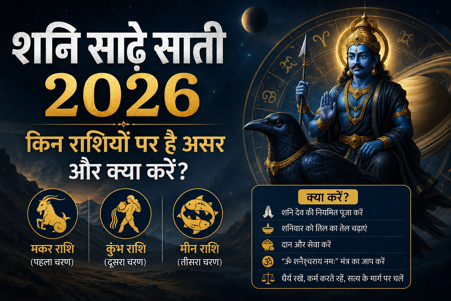 Shani Sade Sati 2026: किन राशियों पर है असर और क्या करें?